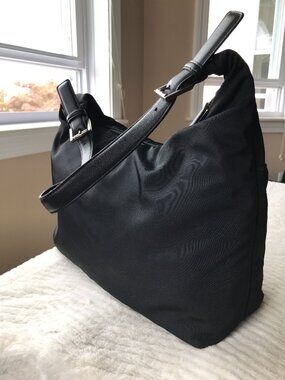 Coach Black Nylon Twill Hobo Shoulder Bag